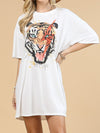 Tiger Face Graphic Shirt Dress